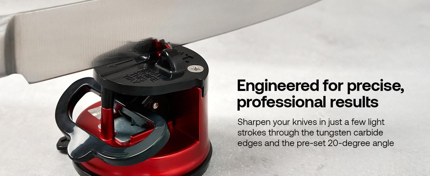 Hands-Free Knife Sharpener – Tungsten Carbide Blade Sharpener with Strong Suction Base