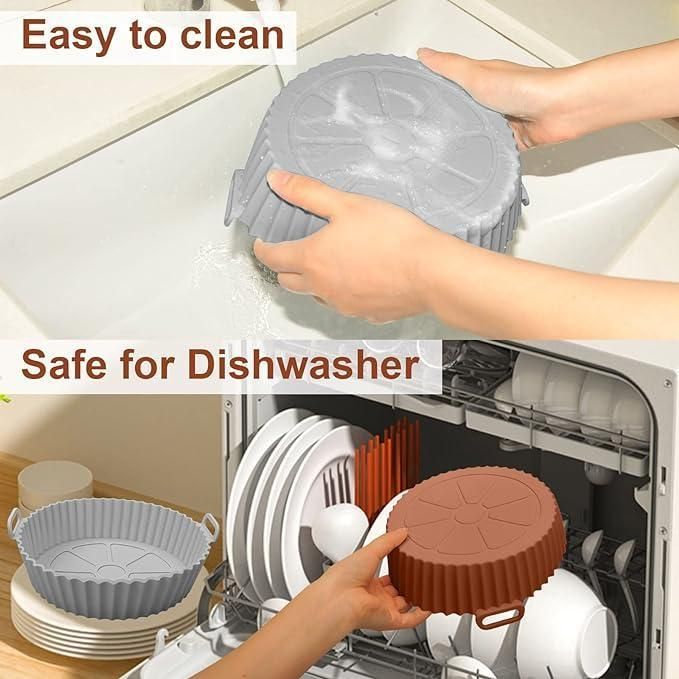 Air Fryer Silicone Baking Tray – Reusable Non-Stick Liner Mold (Dishwasher Safe)